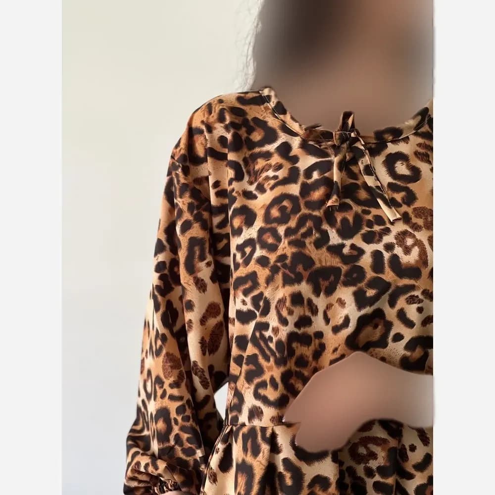 ساحلی پلنگی جنس کرپ الیزه فری سایز 38 تا 46 قد 136 — تصویر ۶