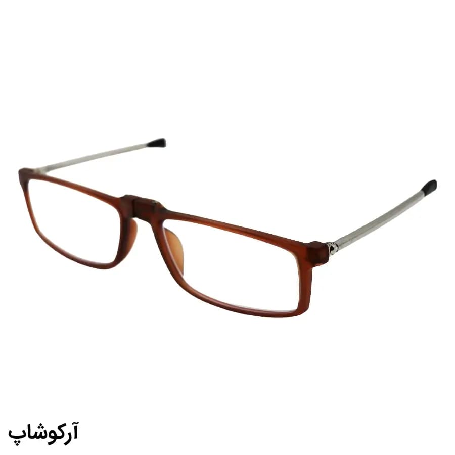 عینک مطالعه تاشو نزدیک بین نمره +1.00 با عدسی بلوکات، رنگ قهوهای و دسته آنتنی و جمعشونده مدل TR101 — تصویر ۴