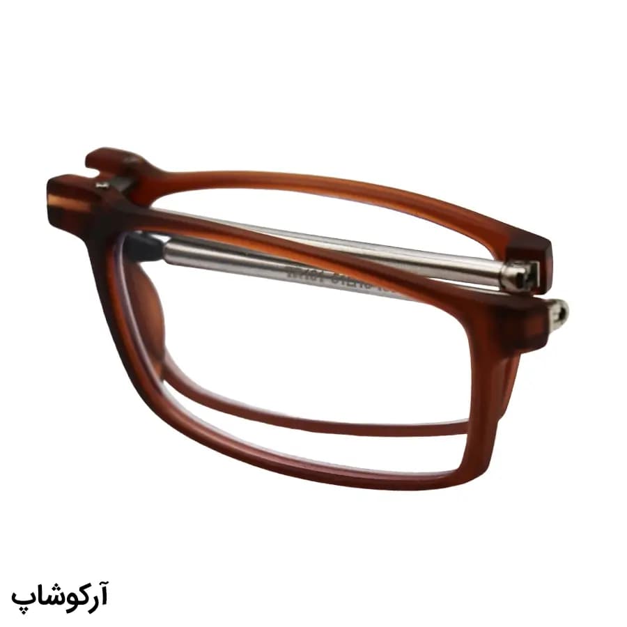 عینک مطالعه تاشو نزدیک بین نمره +1.00 با عدسی بلوکات، رنگ قهوهای و دسته آنتنی و جمعشونده مدل TR101 — تصویر ۵