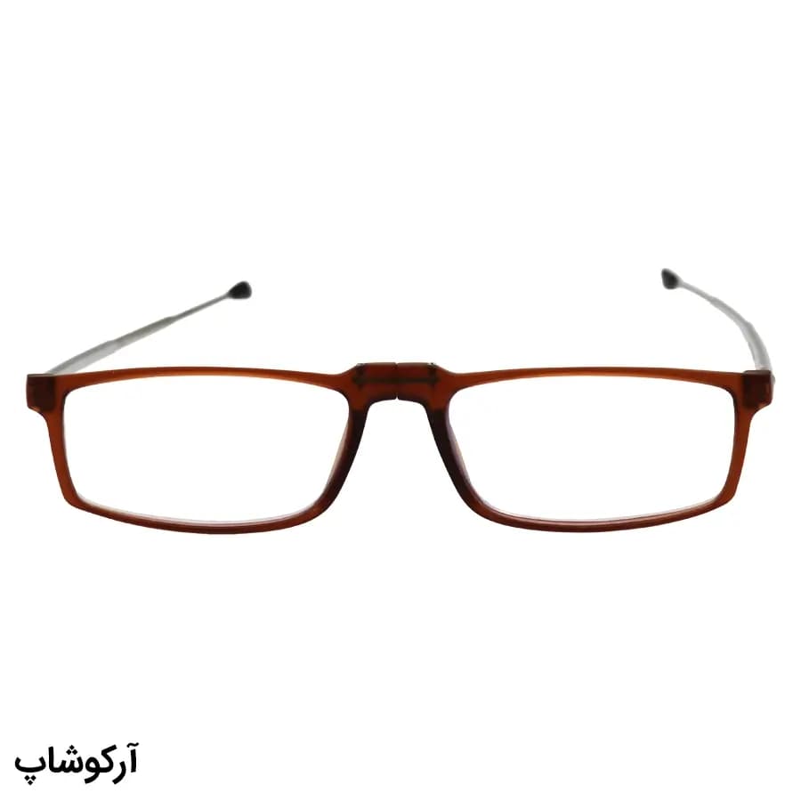 عینک مطالعه تاشو نزدیک بین نمره +1.00 با عدسی بلوکات، رنگ قهوهای و دسته آنتنی و جمعشونده مدل TR101 — تصویر ۲