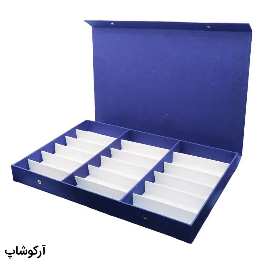 باکس و جعبه 18 تایی عینک طبی با رنگ آبی روشن و جنس پارچهای اسپان (فایل) مدل 993040