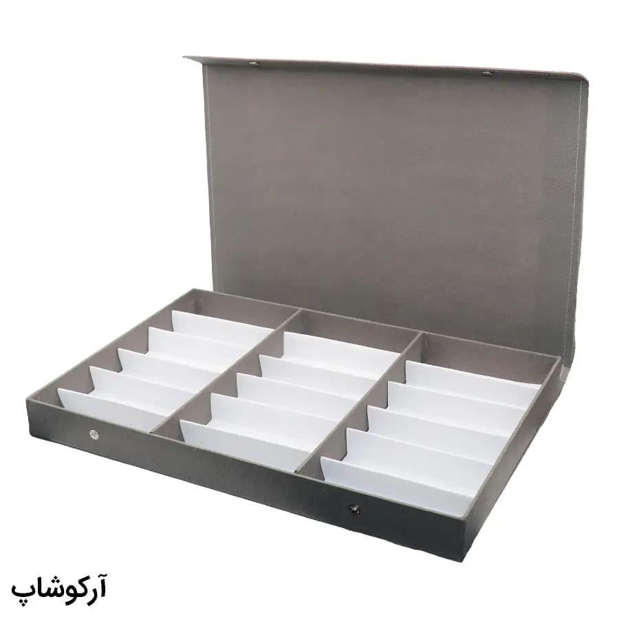 باکس و جعبه 18 تایی عینک طبی با رنگ طوسی و جنس پارچهای اسپان (فایل) مدل 993034