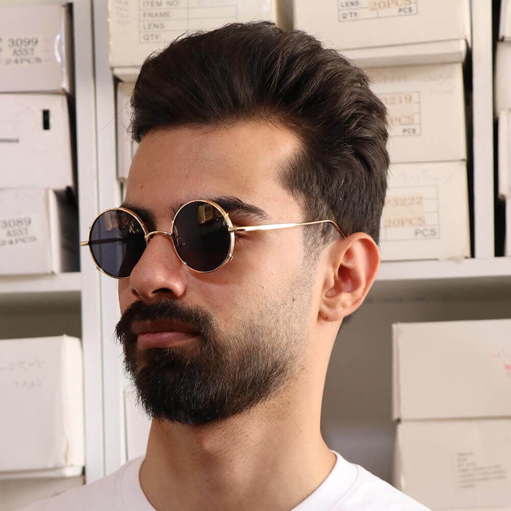 عینک آفتابی فانتزی DIOR با فریم شکل گرد، رنگ مشکی و لنز دودی تیره مدل 2290 — تصویر ۸