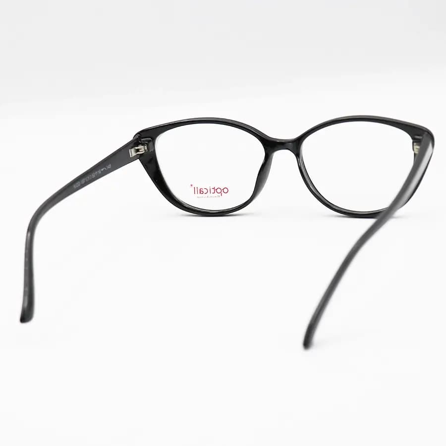 عینک طبی OPTICALL با فریم رنگ مشکی براق، بیضی شکل، جنس TR و ساخت ترکیه مدل MOD157 — تصویر ۴