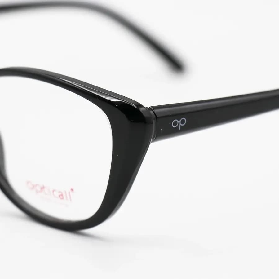 عینک طبی OPTICALL با فریم رنگ مشکی براق، بیضی شکل، جنس TR و ساخت ترکیه مدل MOD157 — تصویر ۶