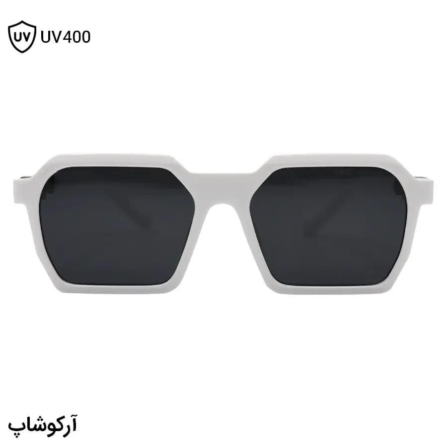 عینک آفتابی مارک جیکوبز با فریم رنگ سفید براق، شکل مربعی و لنز دودی تیره مدل 68891 — تصویر ۳