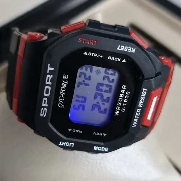 ساعت مچی اسپورت GTC-FORCE دیجیتال مشکی قرمز مدل G-1936 (ضدآب ) — تصویر ۶