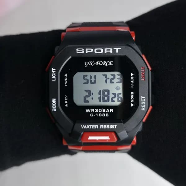 ساعت مچی اسپورت GTC-FORCE دیجیتال مشکی قرمز مدل G-1936 (ضدآب ) — تصویر ۳