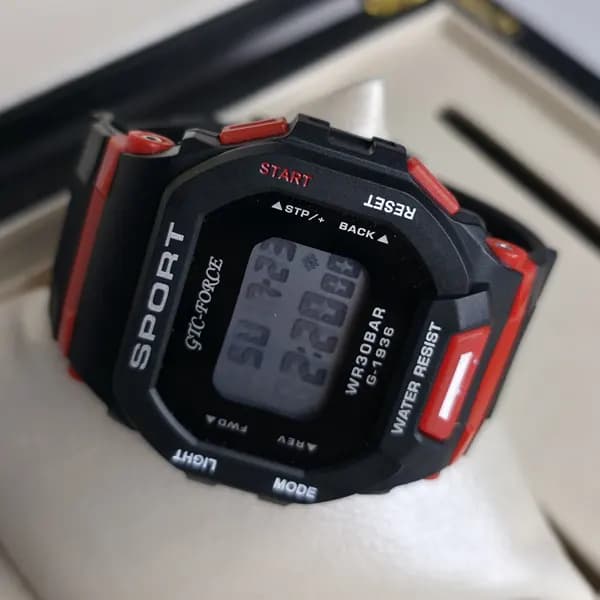 ساعت مچی اسپورت GTC-FORCE دیجیتال مشکی قرمز مدل G-1936 (ضدآب ) — تصویر ۵