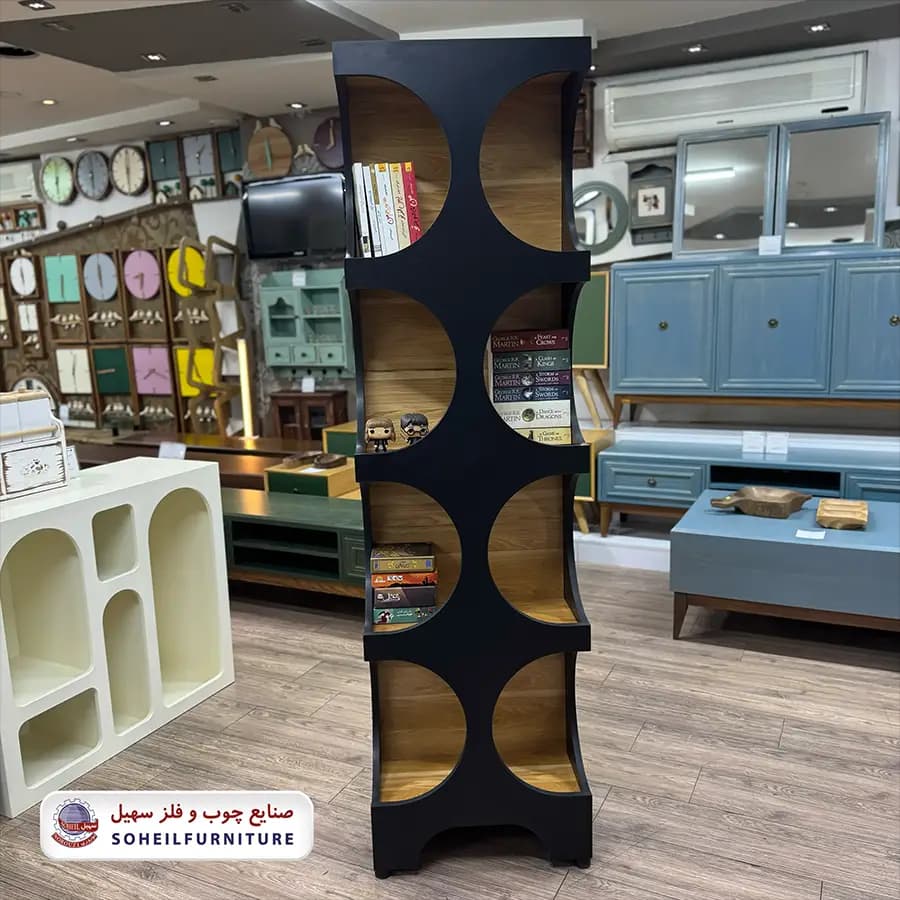 کتابخانه مینیمال مدل پینترستی سهیل عرض 50 سانتی متر — تصویر ۳