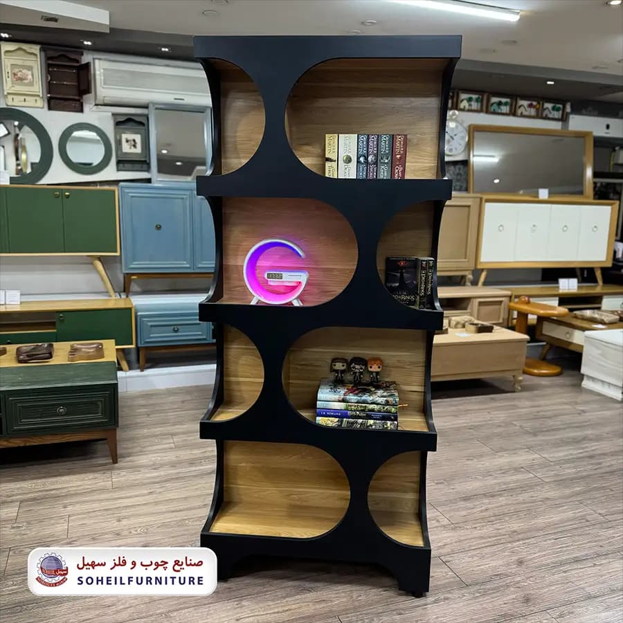 کتابخانه مینیمال مدل پینترستی سهیل عرض 80 سانتی متر — تصویر ۲