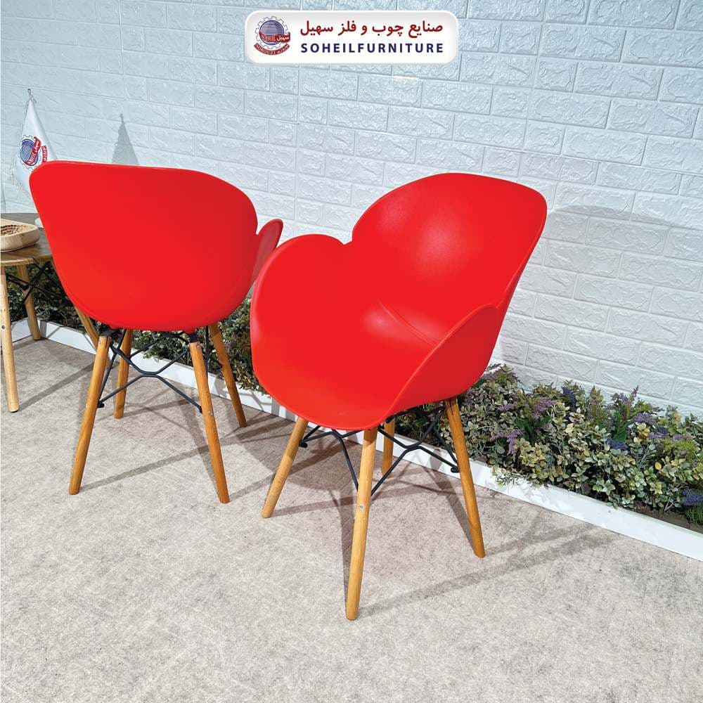 صندلی چوبی ایفلی مدرن مدل صدف دسته دار سهیل (صندلی فایبرگلاس نشکن) — تصویر ۴