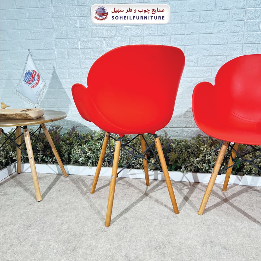 صندلی چوبی ایفلی مدرن مدل صدف دسته دار سهیل (صندلی فایبرگلاس نشکن) — تصویر ۶