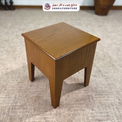میز عسلی(بغل مبل) چوبی مدرن مدل 141 سهیل (روکش طبیعی چوب بلوط) — تصویر ۳