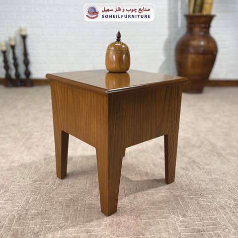 میز عسلی(بغل مبل) چوبی مدرن مدل 141 سهیل (روکش طبیعی چوب بلوط) — تصویر ۲