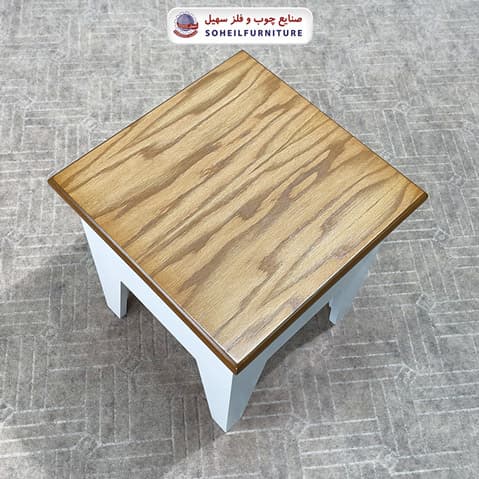 میز عسلی(بغل مبل) چوبی مدرن مدل 141 سهیل (روکش طبیعی چوب بلوط) — تصویر ۶