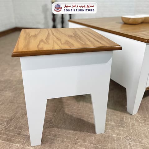 میز عسلی(بغل مبل) چوبی مدرن مدل 141 سهیل (روکش طبیعی چوب بلوط) — تصویر ۷