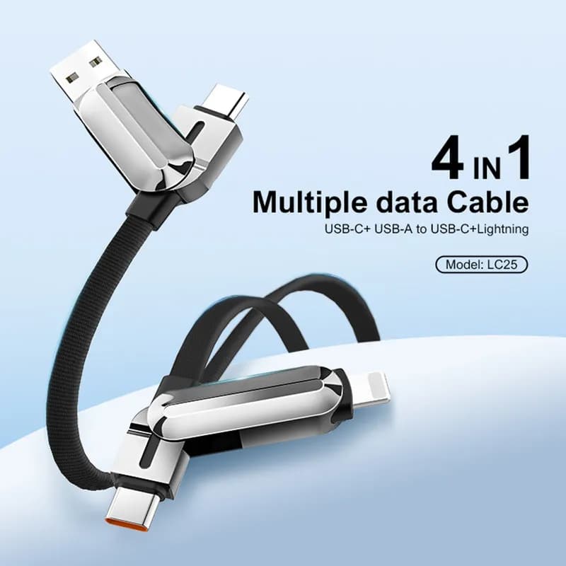 کابل تبدیل USB-C به USB و لایتنینگ الدنیو مدل LDNIO LC25 — تصویر ۴