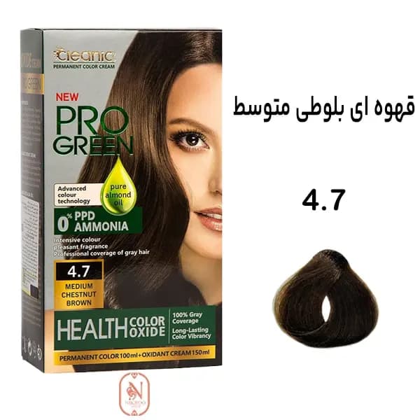 کیت رنگ مو قهوه ای بلوطی متوسط بدون آمونیاک کلینیک شماره 4.7 حجم 100 میل