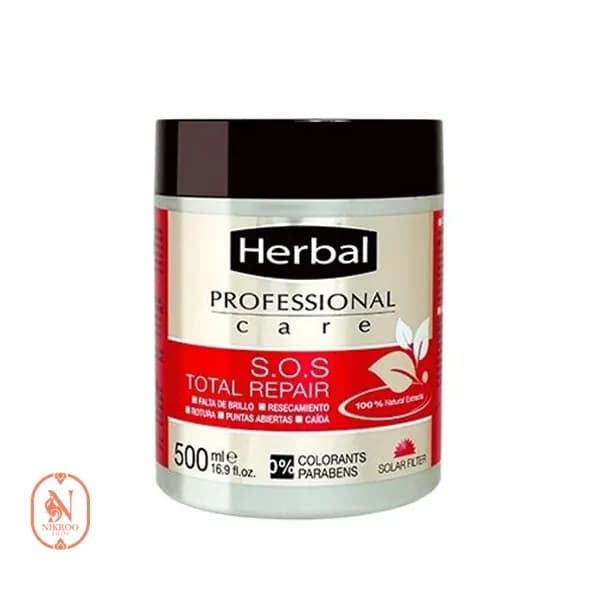 ماسک مو هربال مدل sos تقویت کننده و ترمیم کننده حجم 500 میل