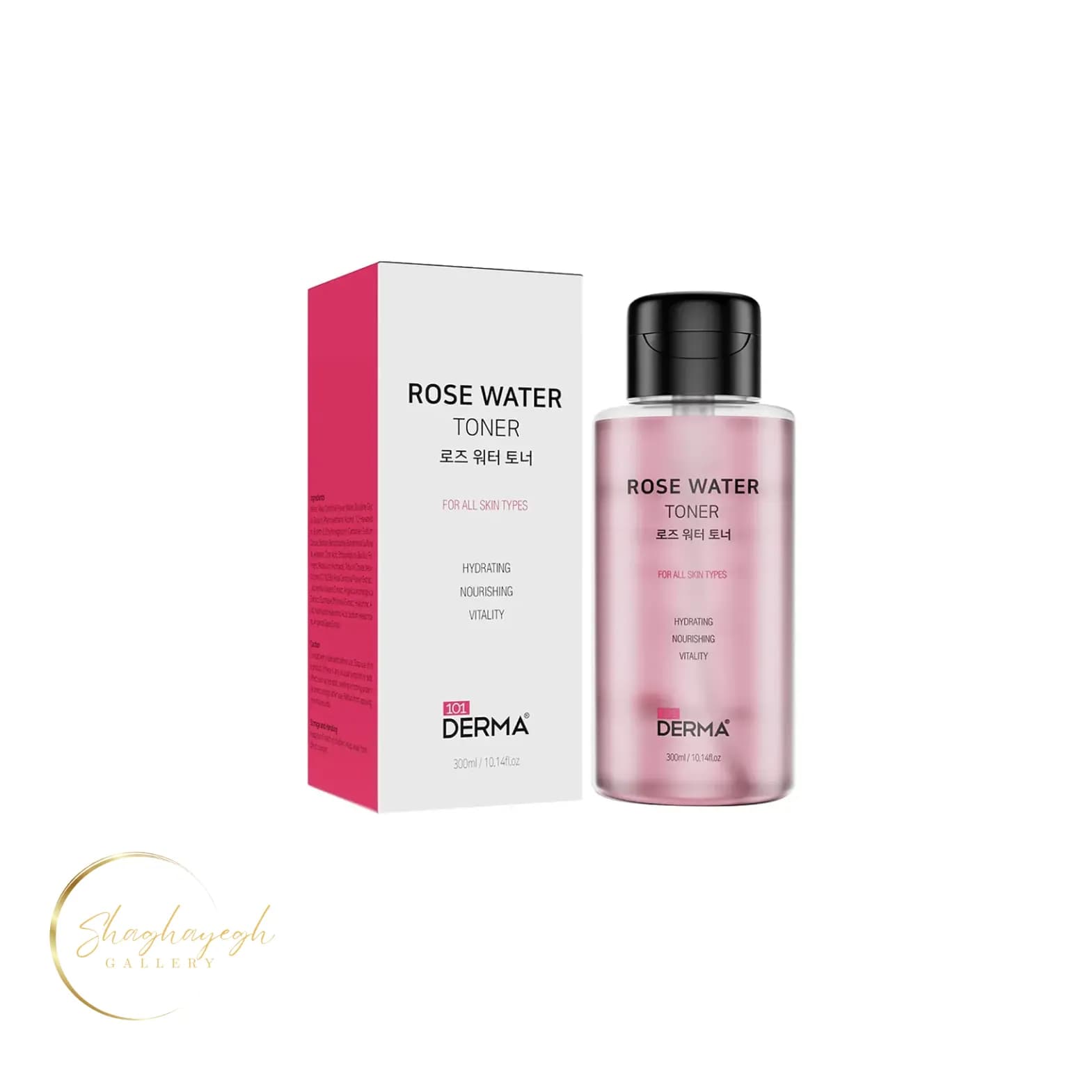 تونر آبرسان و شادابکننده گلاب 101 درما حجم 300 میل Derma101 Rose Water Hydrating Toner — تصویر ۲