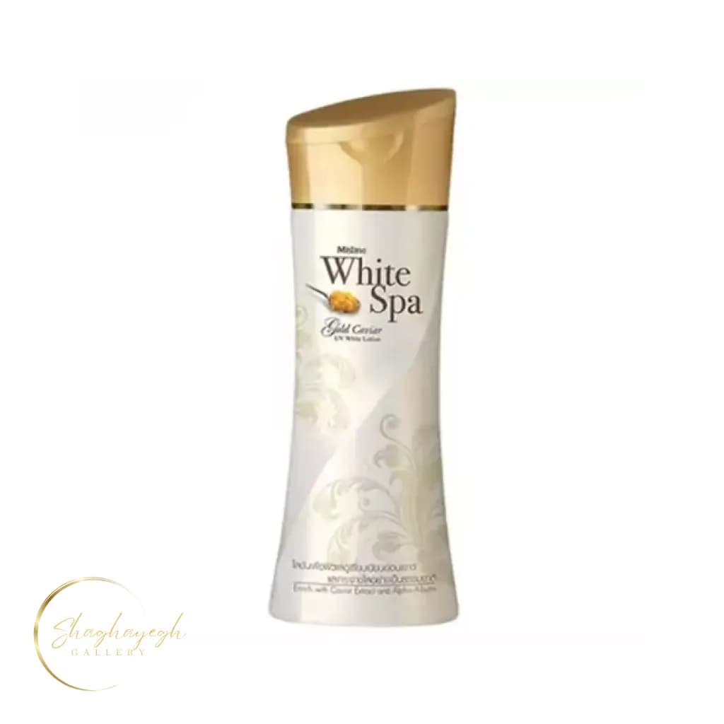 لوسیون بدن روشنکننده و تغذیهکننده میستین مدل White Spa Gold Caviar حجم ۴۰۰ میل Mistine White Spa Gold Caviar Lotion