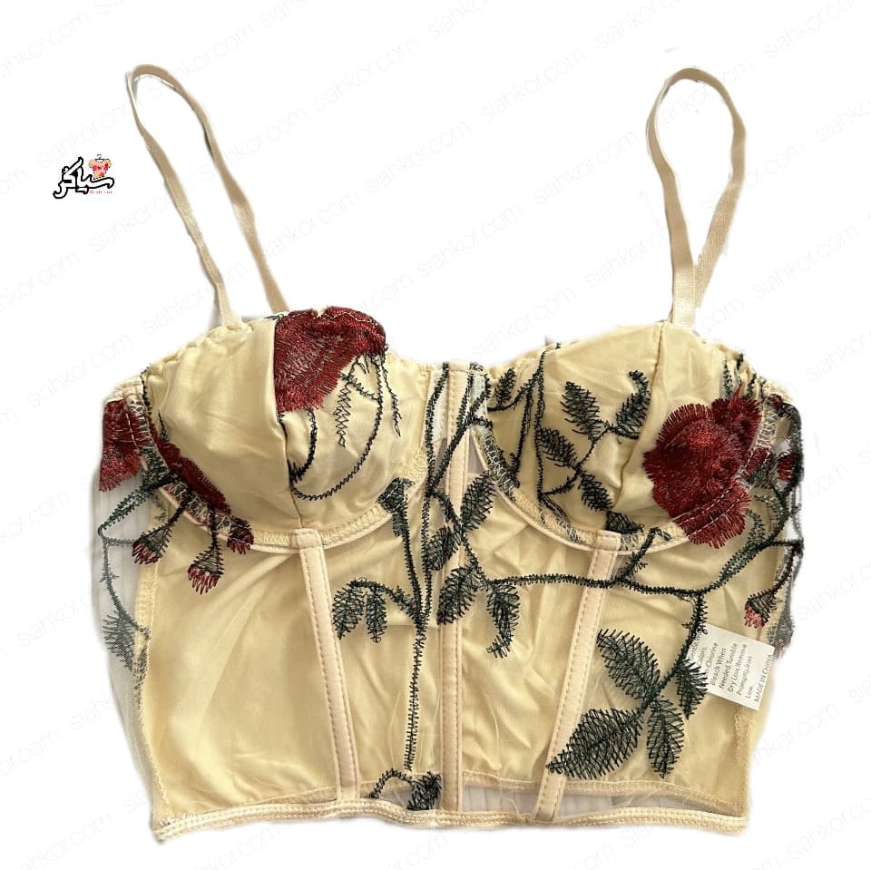 سوتین برلت گلدوزی وارداتی ژورنالی کرم — تصویر ۳