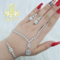 سرویس امرالدنقره 925 طرح جواهر روکش اب طلا — تصویر ۲
