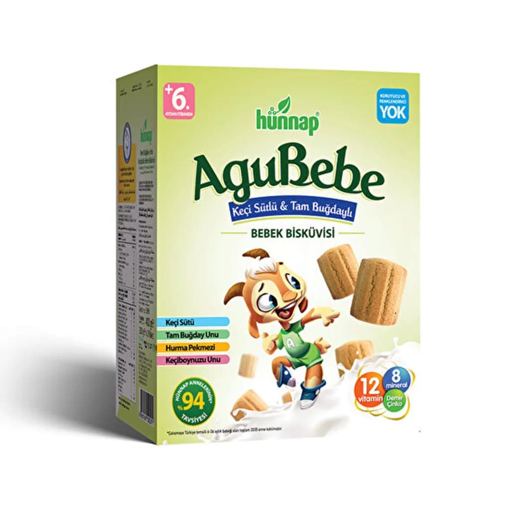 بیسکویت کودک هوناپ شیر بز 6+ماه 400گرم AguBaby