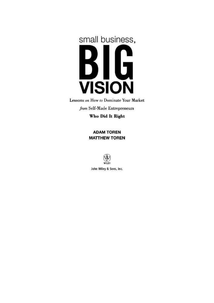 کتاب کسب و کار کوچک چشم انداز بزرگ (Small Business Big Vision) نسخه انگلیسی PDF | متیو تورن