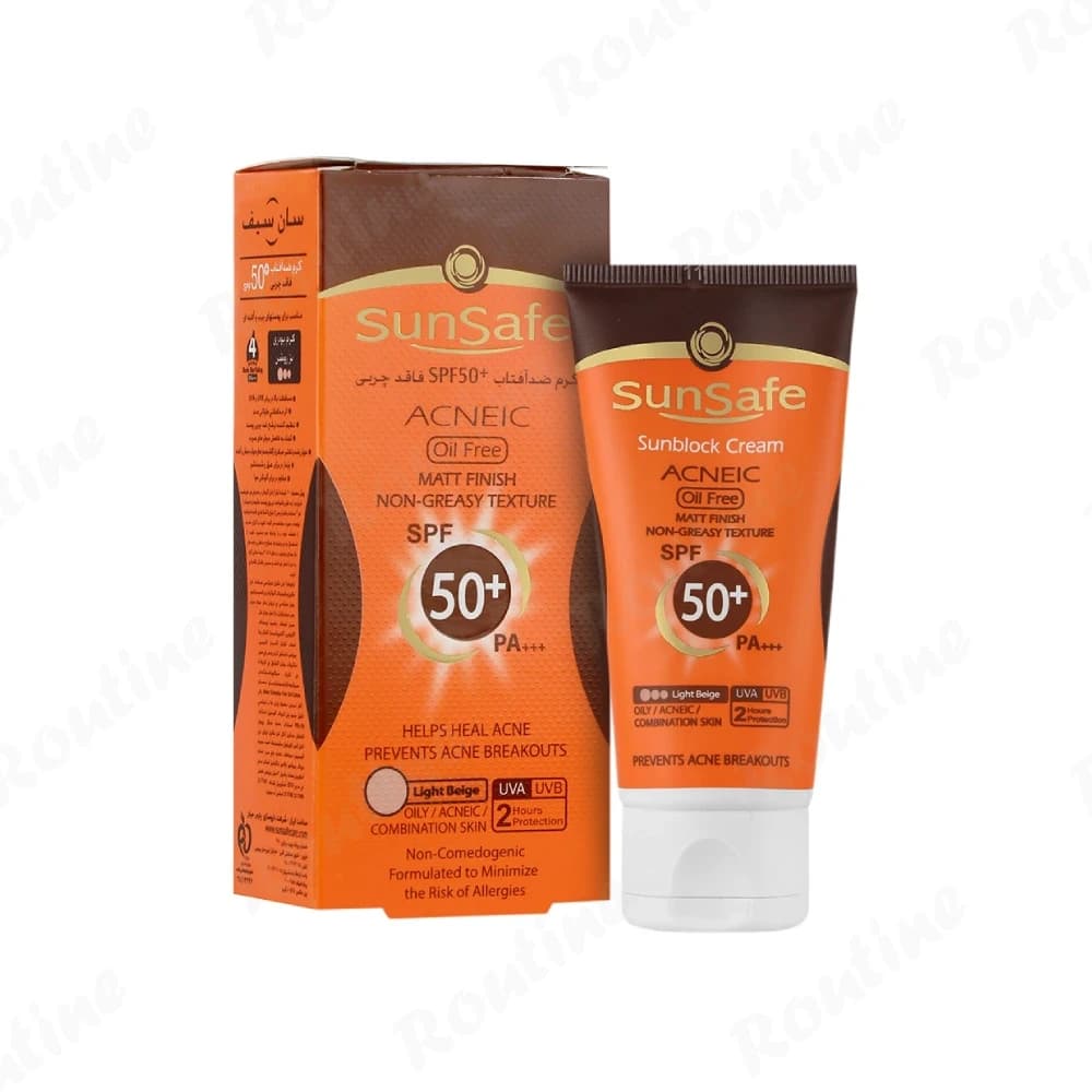 کرم ضدآفتاب فاقد چربی SPF 50 بژ روشن سان سیف 50 گرم — تصویر ۲