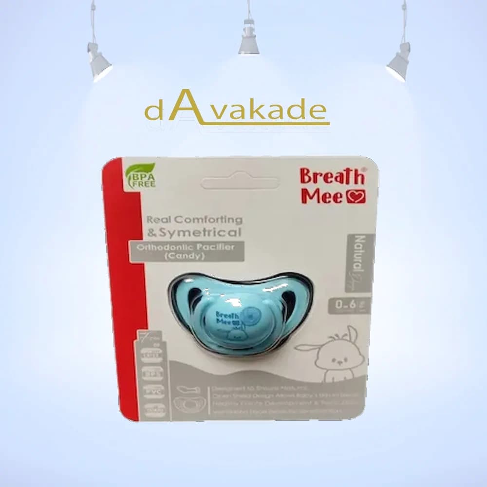 BREATH ME پستانک ارتودنسی طرح مامی بدنه شفاف رنگی درب دار سایز 1 کد ST01