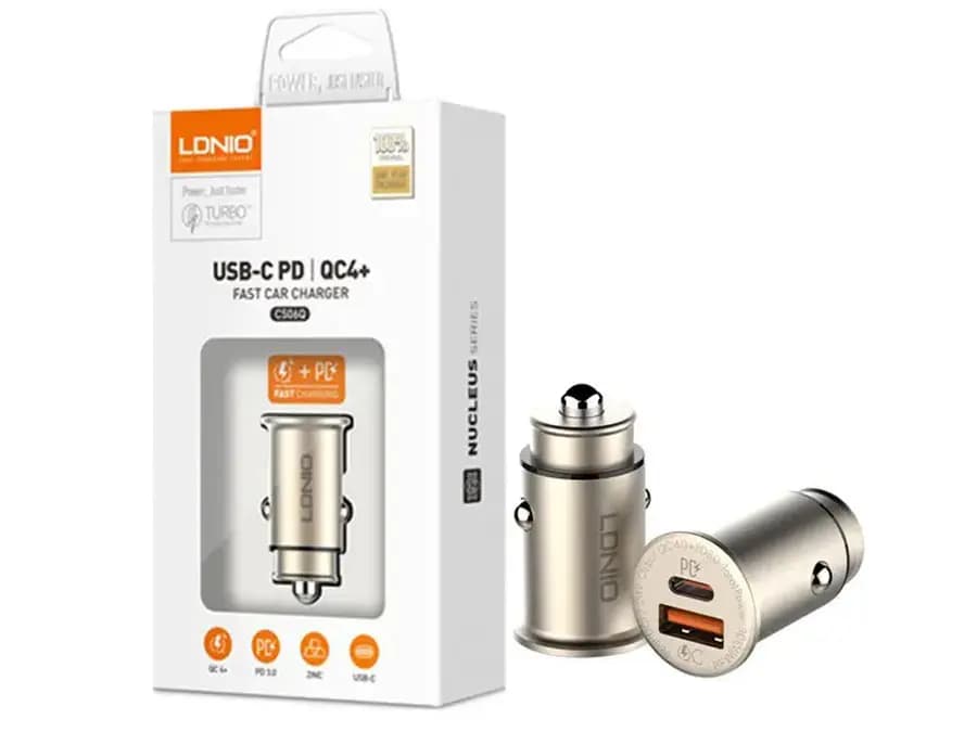 شارژر فندکی فست شارژ ماشین تایپ سی 30 وات الدنیو C506Q کد K14107 — تصویر ۲
