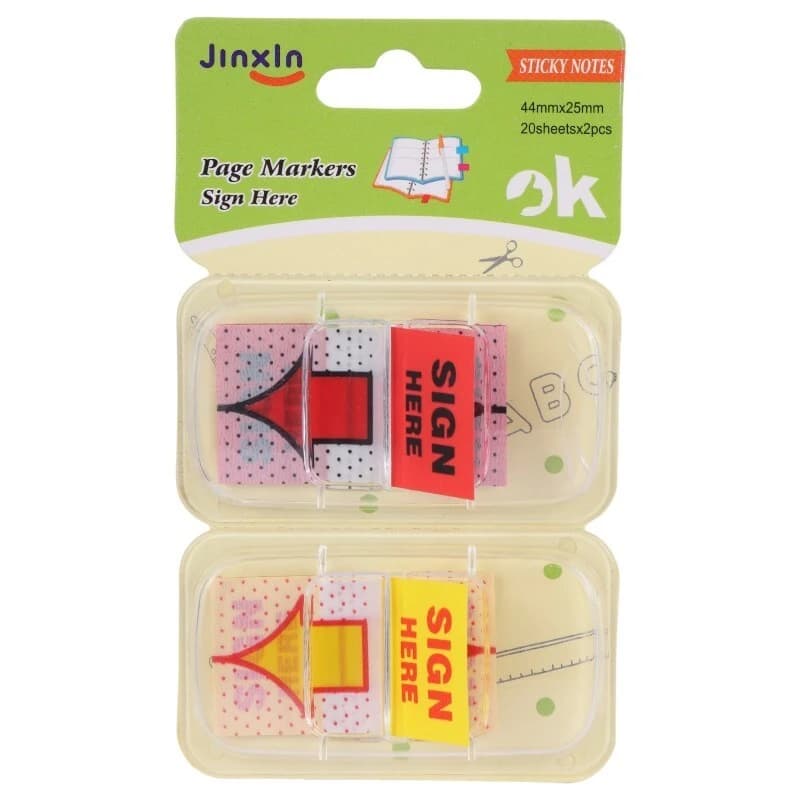 کاغذ یادداشت 20 برگ چسب دار طرح نشانگر امضا Jinxln P60 4.4*2.5cm بسته 2 عددی