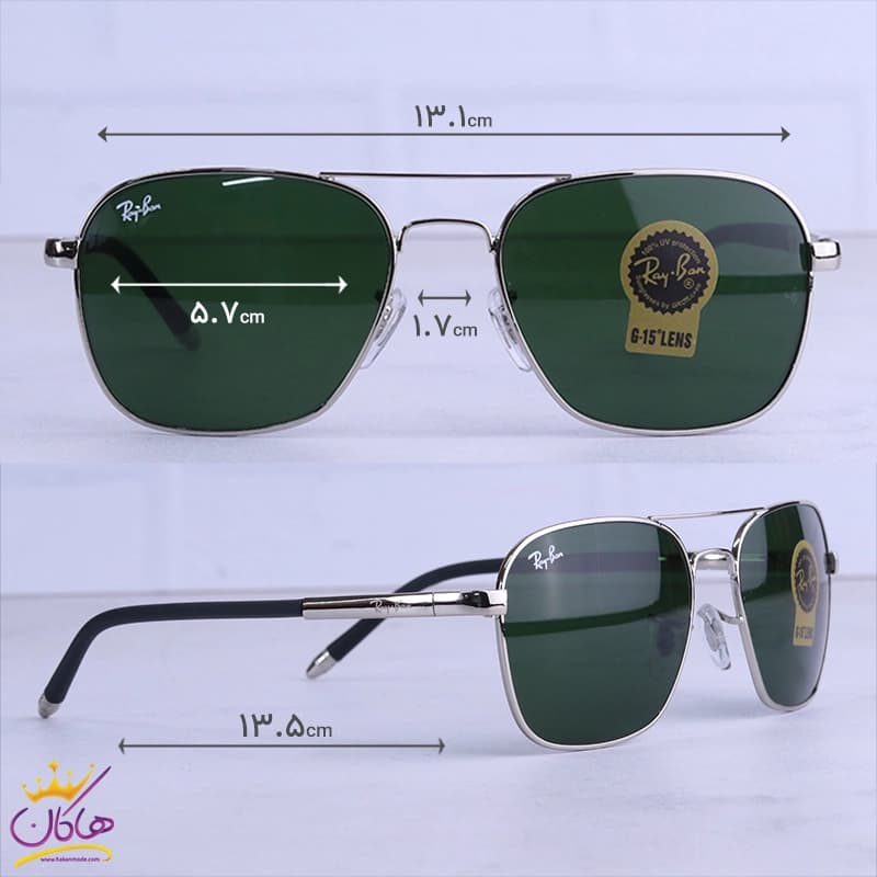 عینک آفتابی ری بن مردانه فریم فلزی نقره ای RB 3529/1 — تصویر ۲