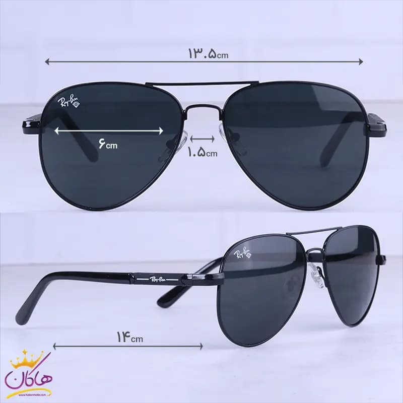 عینک آفتابی ری بن مردانه فلزی تمام مشکی RB 4854/3 — تصویر ۲
