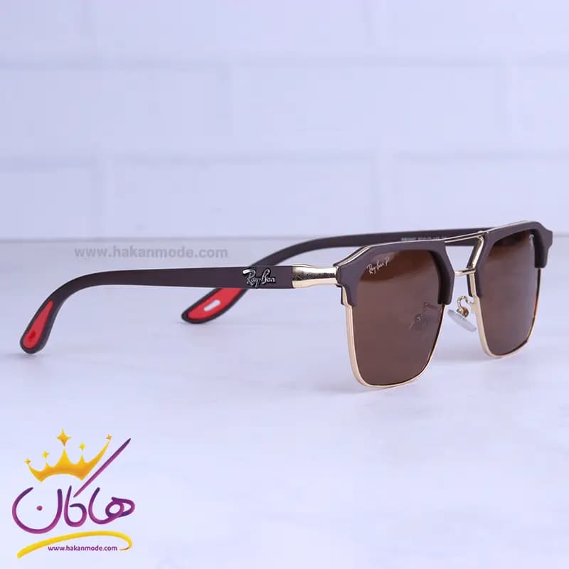عینک آفتابی ری بن فراری مردانه فریم مربع قهوه ای RB 3697/5 — تصویر ۴