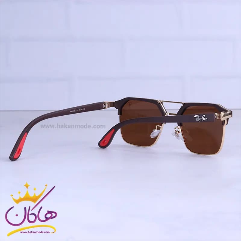 عینک آفتابی ری بن فراری مردانه فریم مربع قهوه ای RB 3697/5 — تصویر ۳