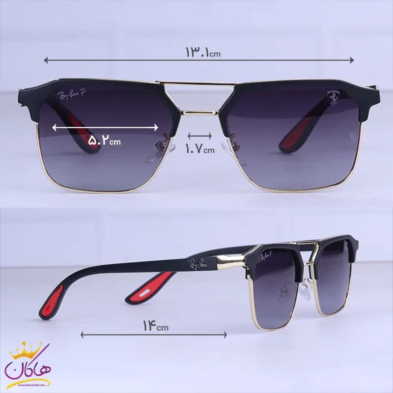عینک آفتابی ری بن فراری مردانه فریم مربع مشکی RB 3697/4 — تصویر ۲