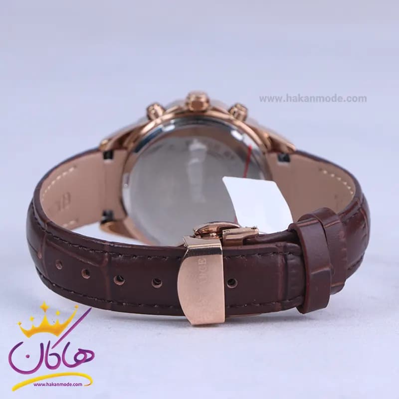 ساعت مچی الگانس زنانه بند چرم قهوه ای قاب رزگلد L 1205/4 — تصویر ۳