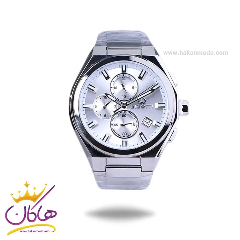 ساعت مچی بیگوتی مردانه فلزی نقره ای کرنوگراف BG.1.10574-1