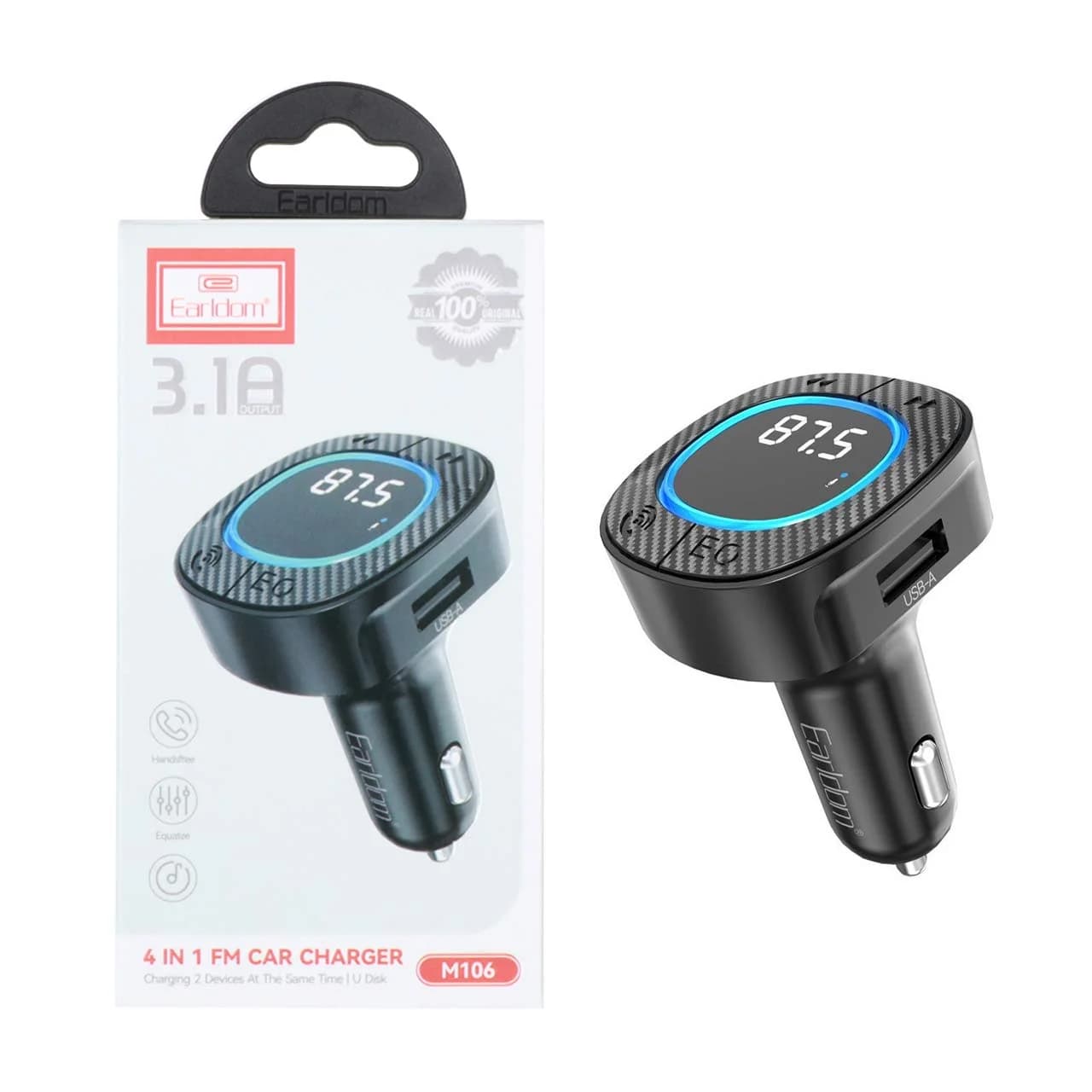 شارژر فندکی PD و فست دو پورت و گیرنده بلوتوثی Earldom FMمدل M106 – مشکی