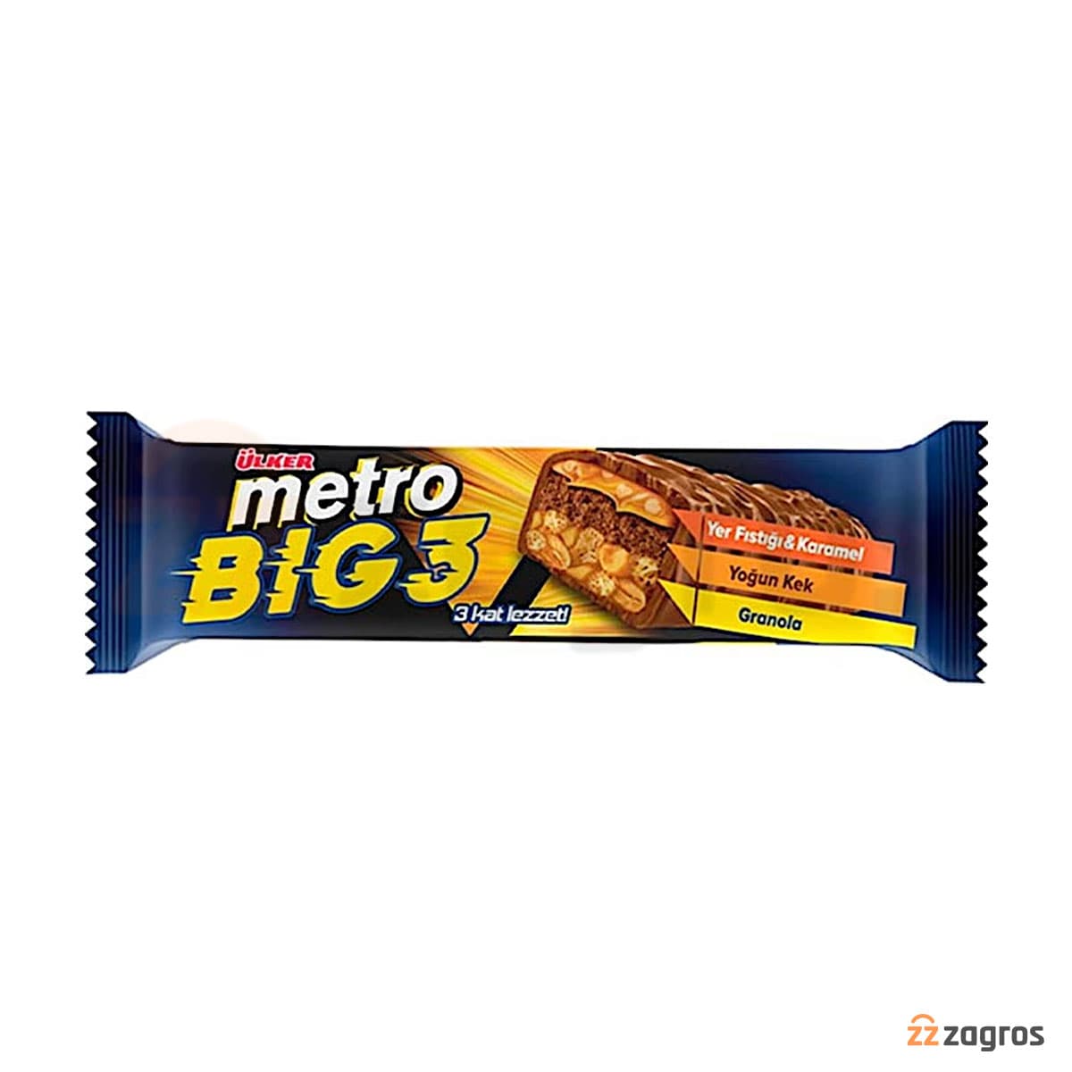 شکلات اولکر با مغز 3 لایه مدل Metro Big3 وزن 45 گرم