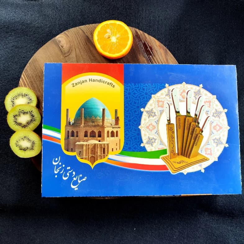 ست کارد و چنگال میوه خوری ۱۲ پارچه استیل آسلی با دسته فیبر آلمانی (دستساز زنجان) + جعبه کادویی — تصویر ۷