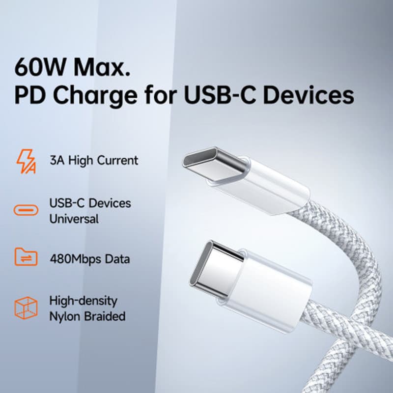 کابل فست شارژ دو سر Type-C مک دودو مدل CA-569 PD 3A 60W طول 1 متر — تصویر ۲