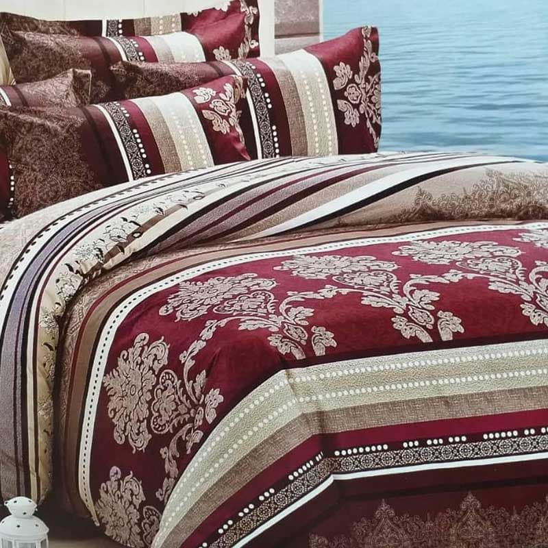 سرویس لحاف روتختی مدرن قرمز کرم تیره – مدل BN111