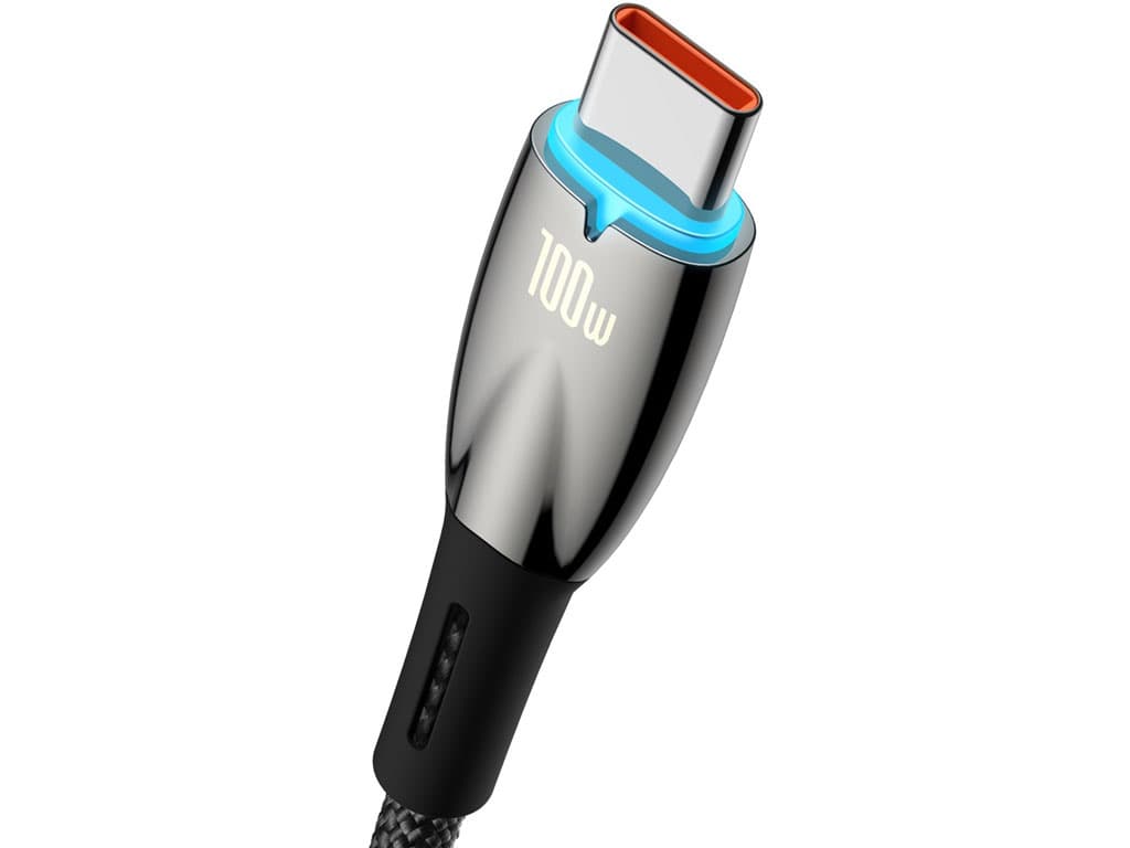 کابل سوپر فست شارژ یو اس بی به تایپ سی 100 وات یک متری بیسوس Baseus Glimmer Type-C Fast Charging Data Cable CADH000401 — تصویر ۶