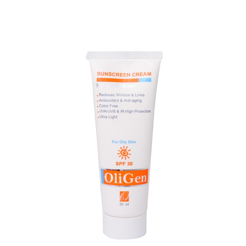 کرم ضدآفتاب پوست چرب الی ژن مدل بی رنگ (Oligen) حجم 50mL