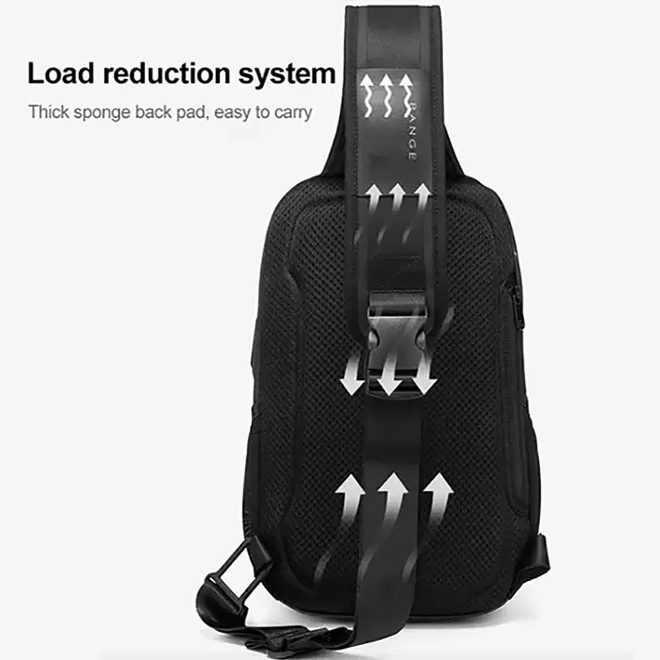 کیف کراس بادی مردانه بنج اصل Bange BG-77120 ضد آب USB دار — تصویر ۱۲