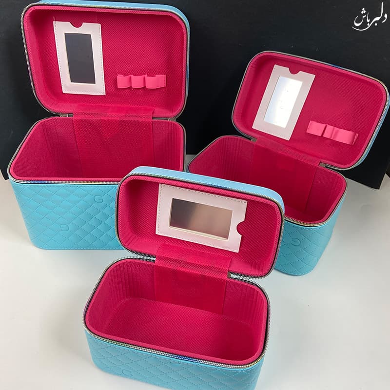 کیف سه تیکه آرایشی آبی — تصویر ۲